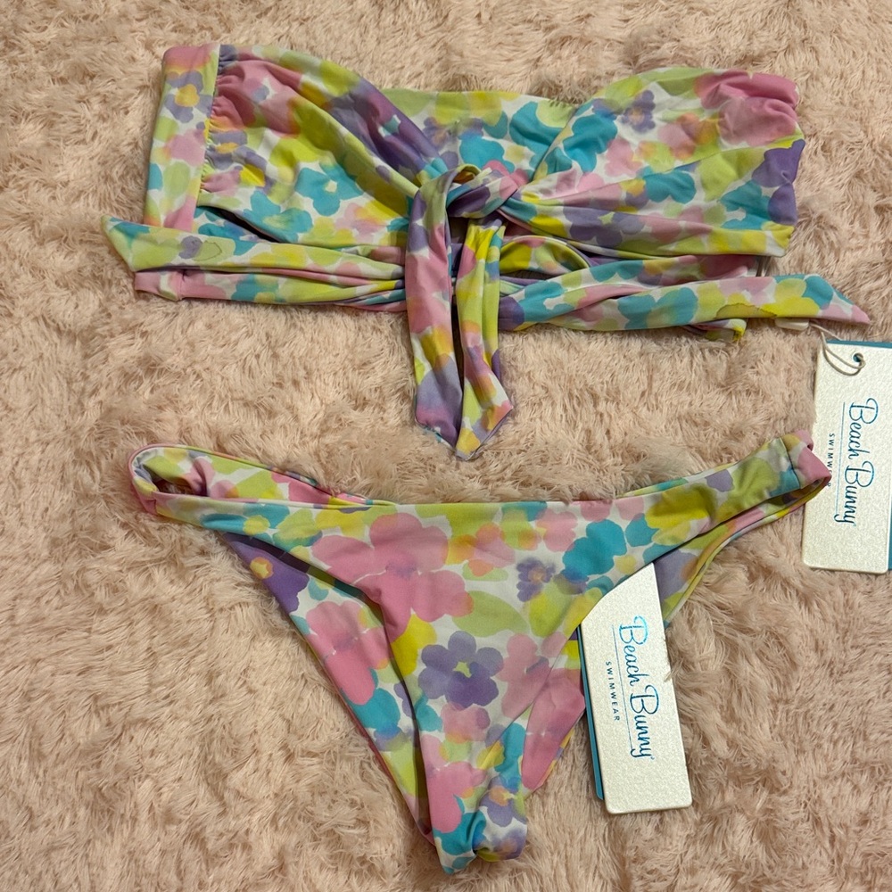 Beach Bunny Pastel Watercolor Tie-Front Bikini